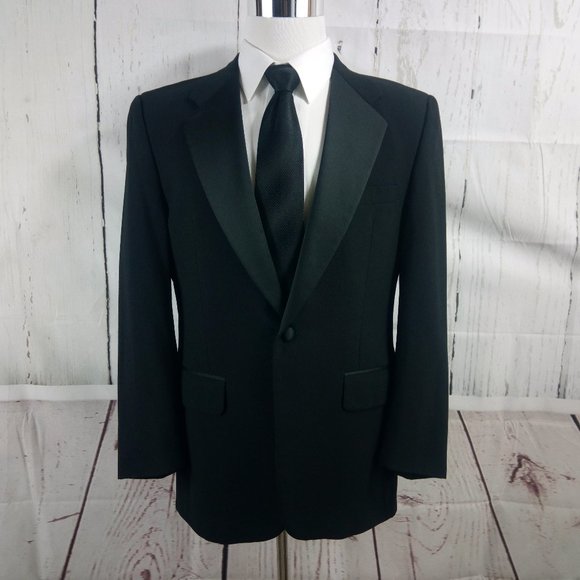 Custom Made 41R 1 Button Black Tuxedo Suit Blazer - Picture 1 of 8